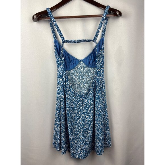 Women’s Princess Polly Size 4 Blue Tank Backless Mini Sundress w/ White Florals - Picture 3 of 8